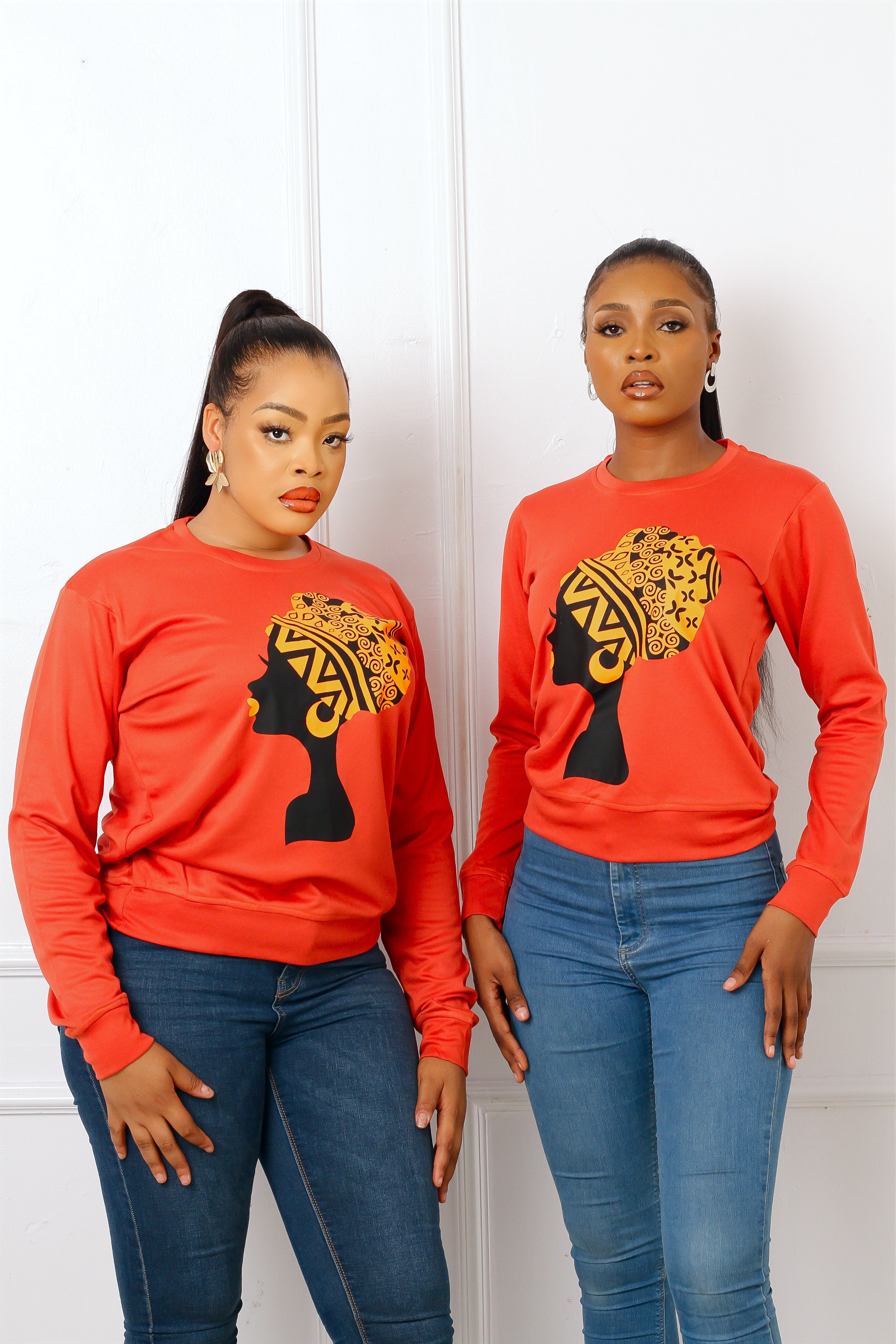 Yara African Queen Sweatshirt (Orange) NIKI KAY