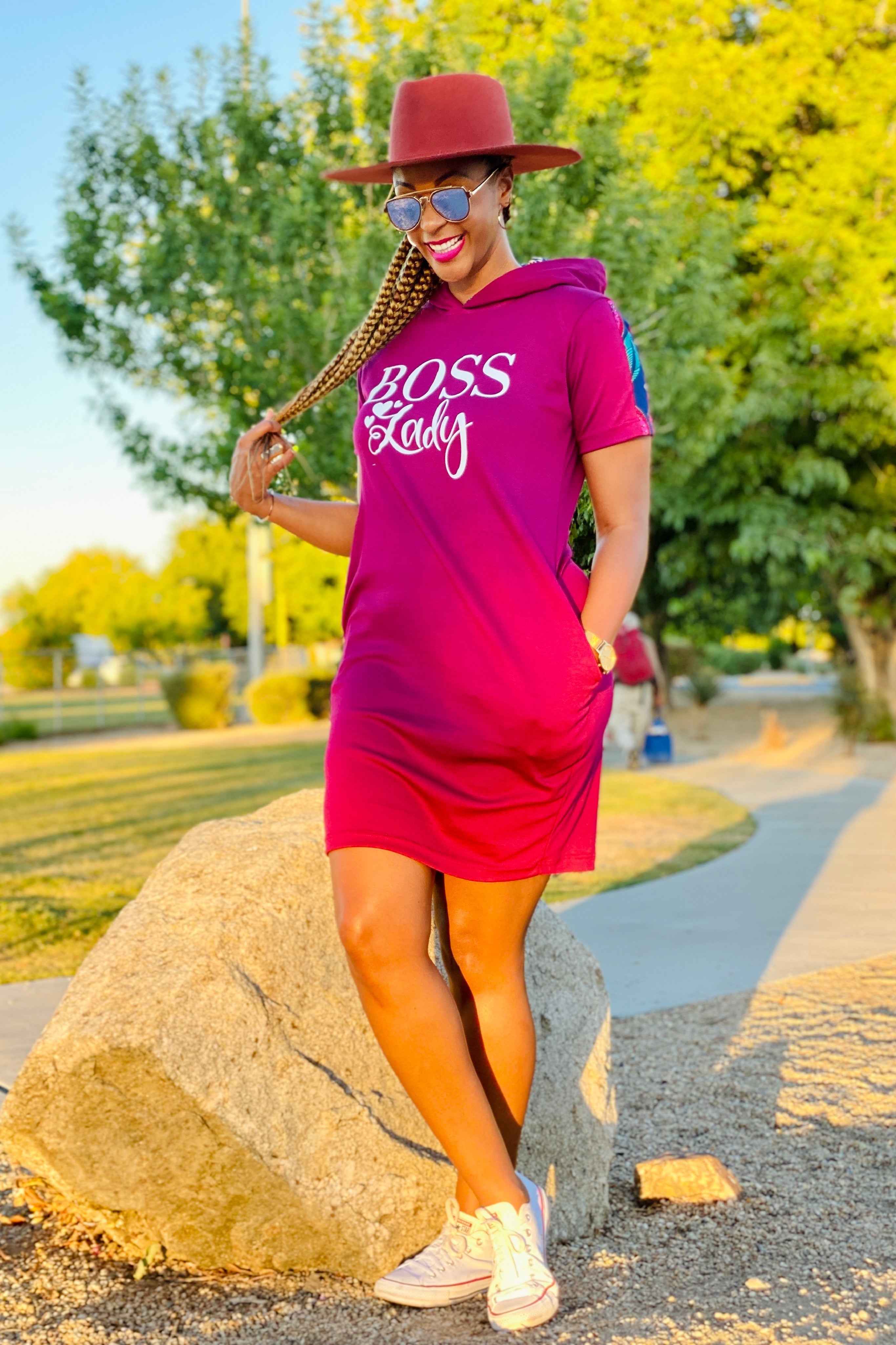 Short Sleeved Hoodie Dress NIKI KAY