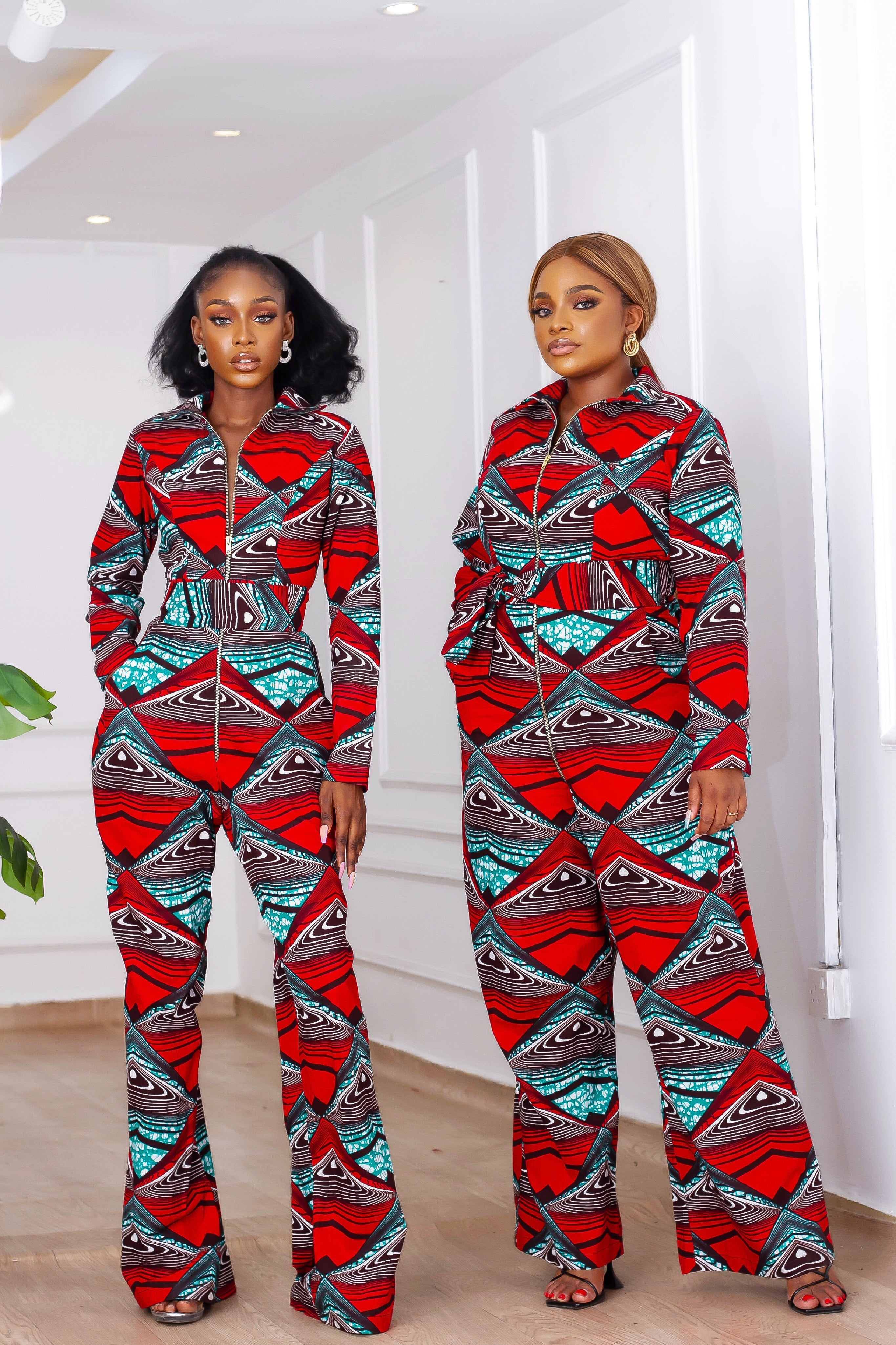Taraji Zippered Jumpsuit (Red) NIKI KAY