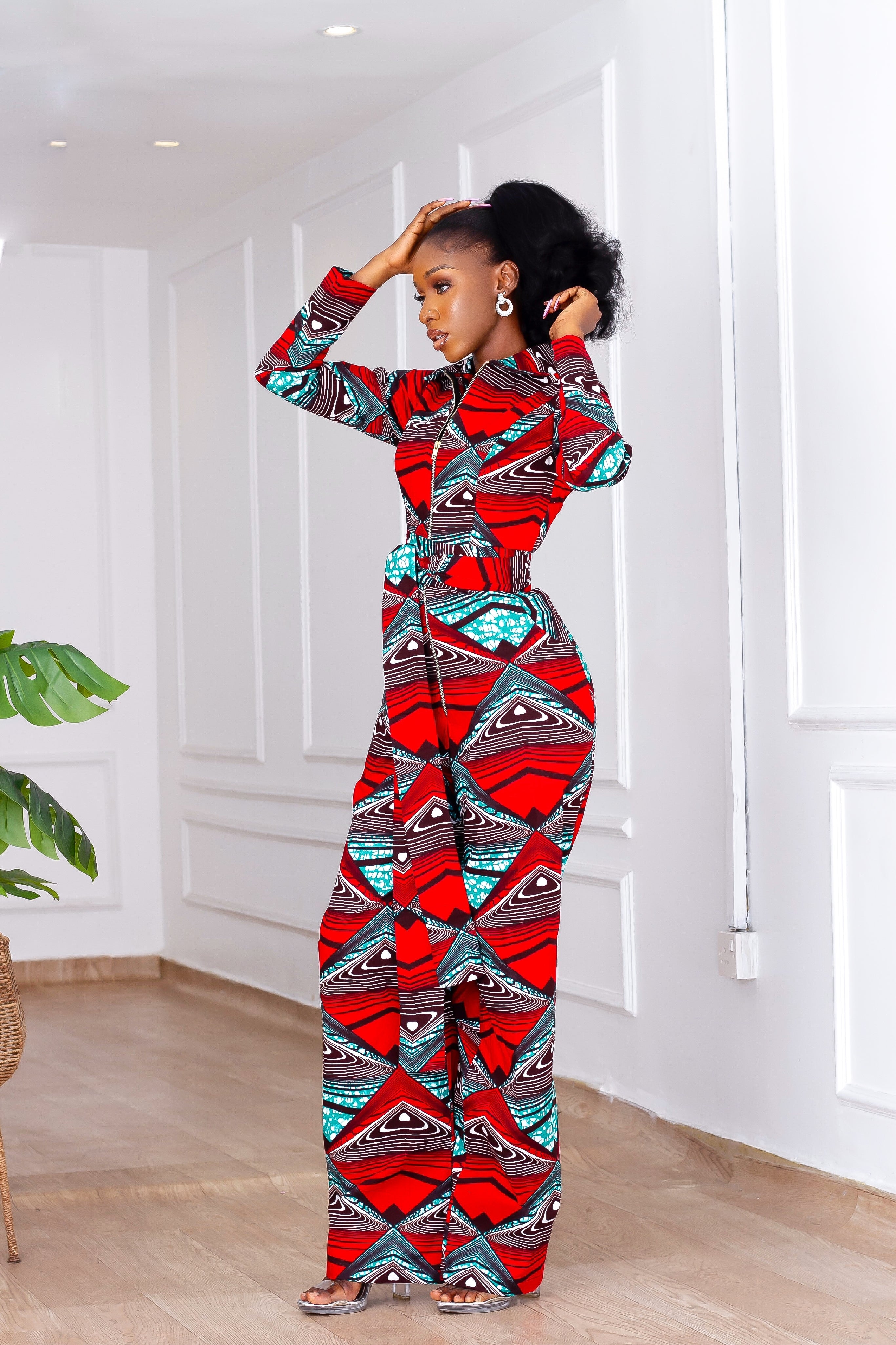Taraji Zippered Jumpsuit (Red) NIKI KAY