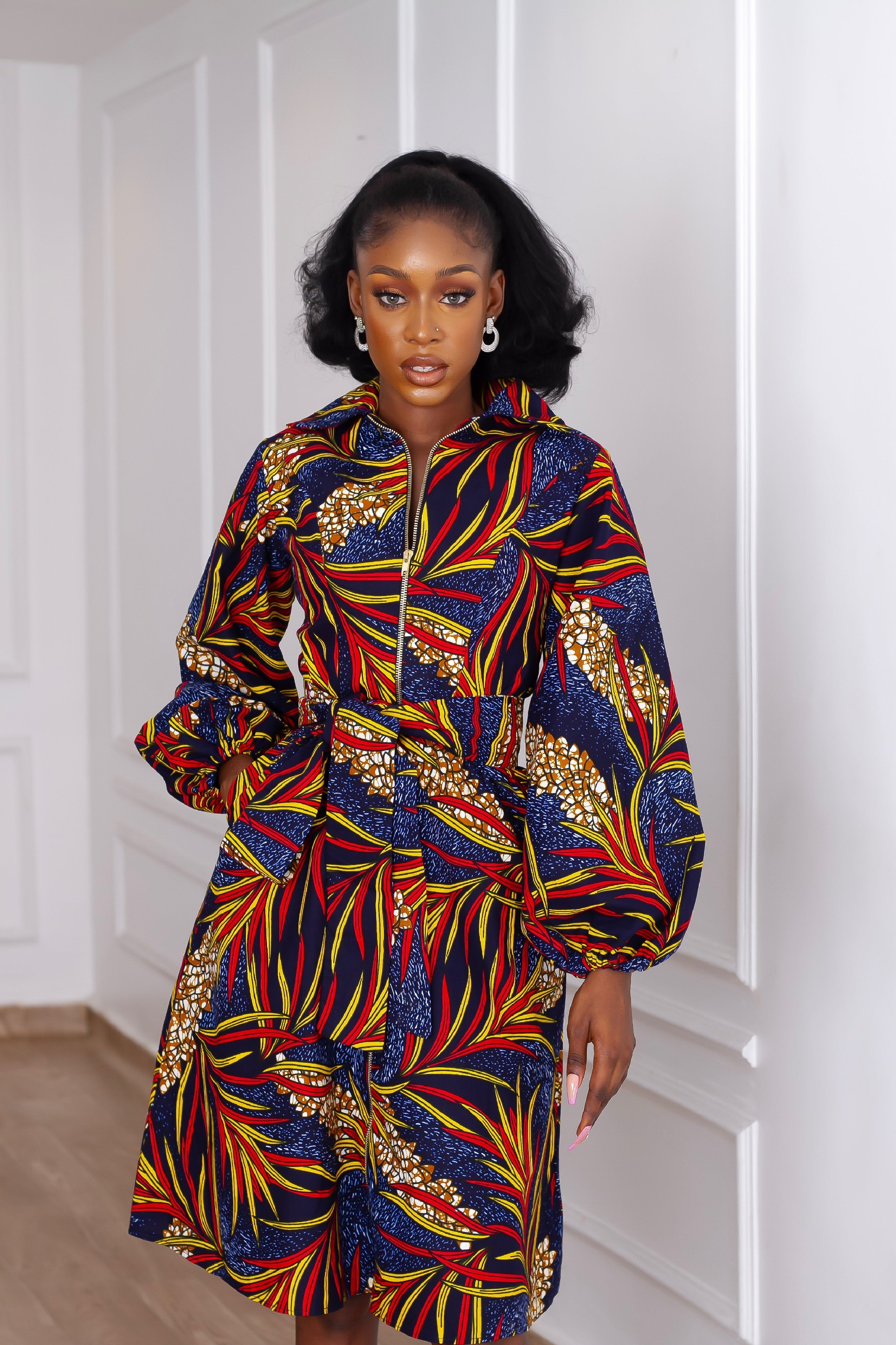 Oluchi Zippered Dress (Blue) NIKI KAY