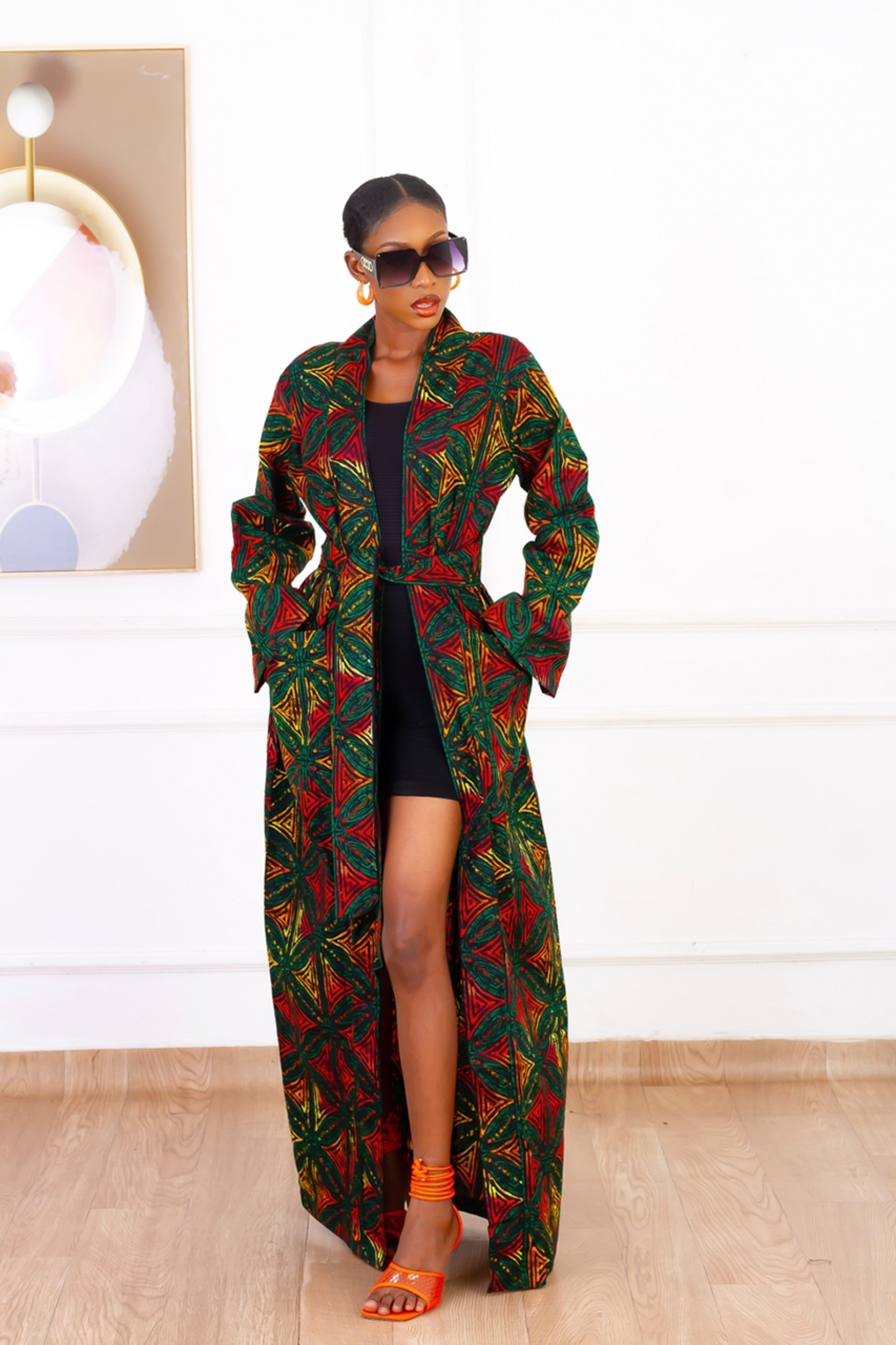 Asha African Print Kimono (Green Multi)