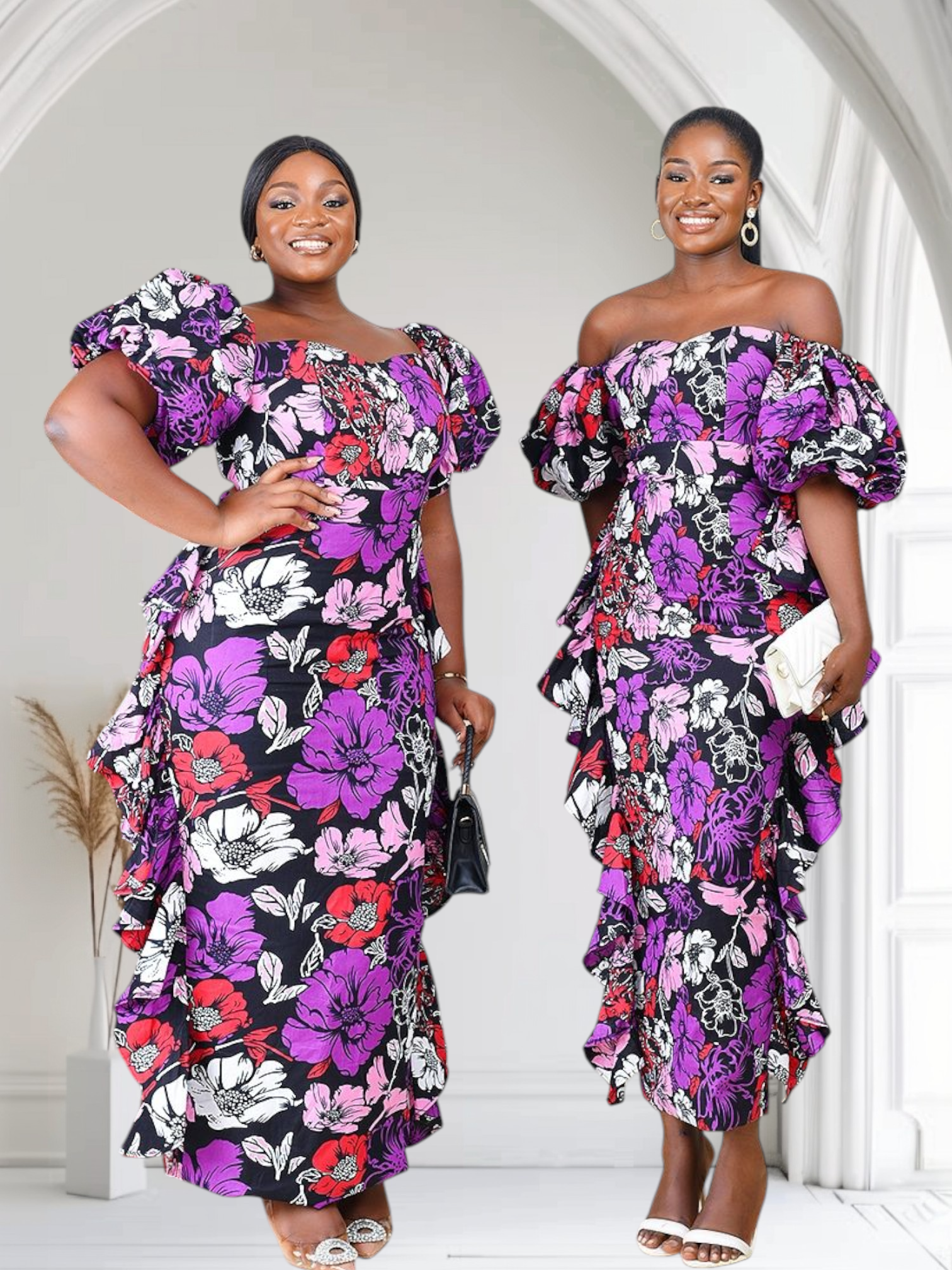 Lewa African Print Dress (Purple) NIKI KAY