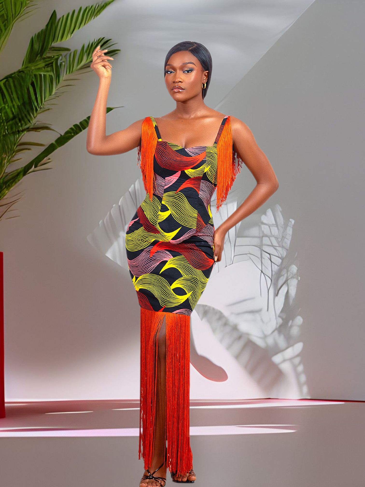 Ini African Print Fringe Set