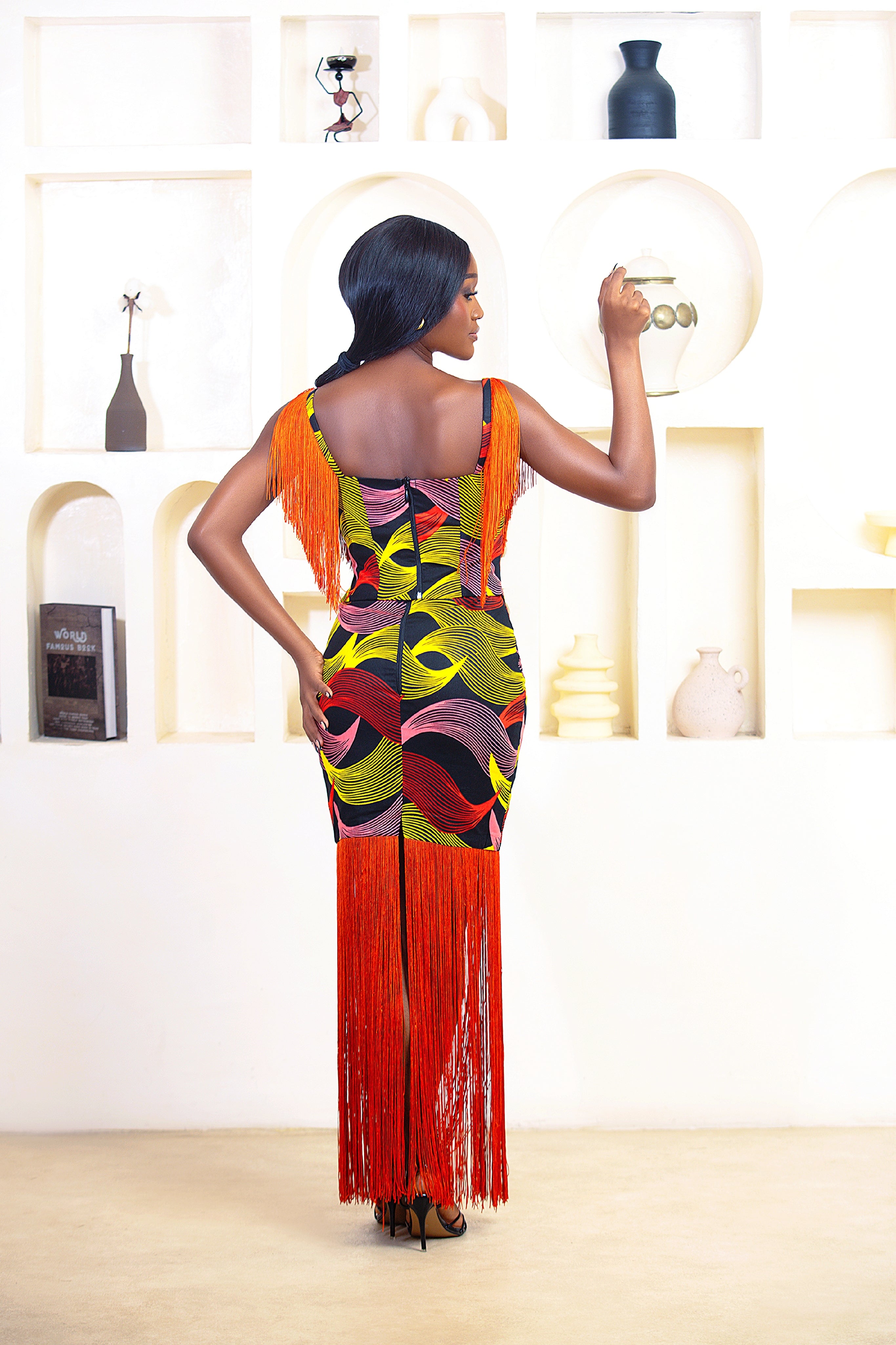 Ini African Print Fringe Set