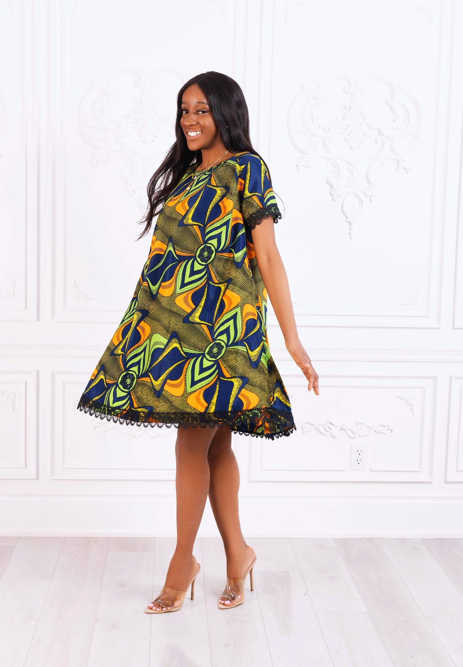 AINA AFRICAN PRINT SHIFT DRESS