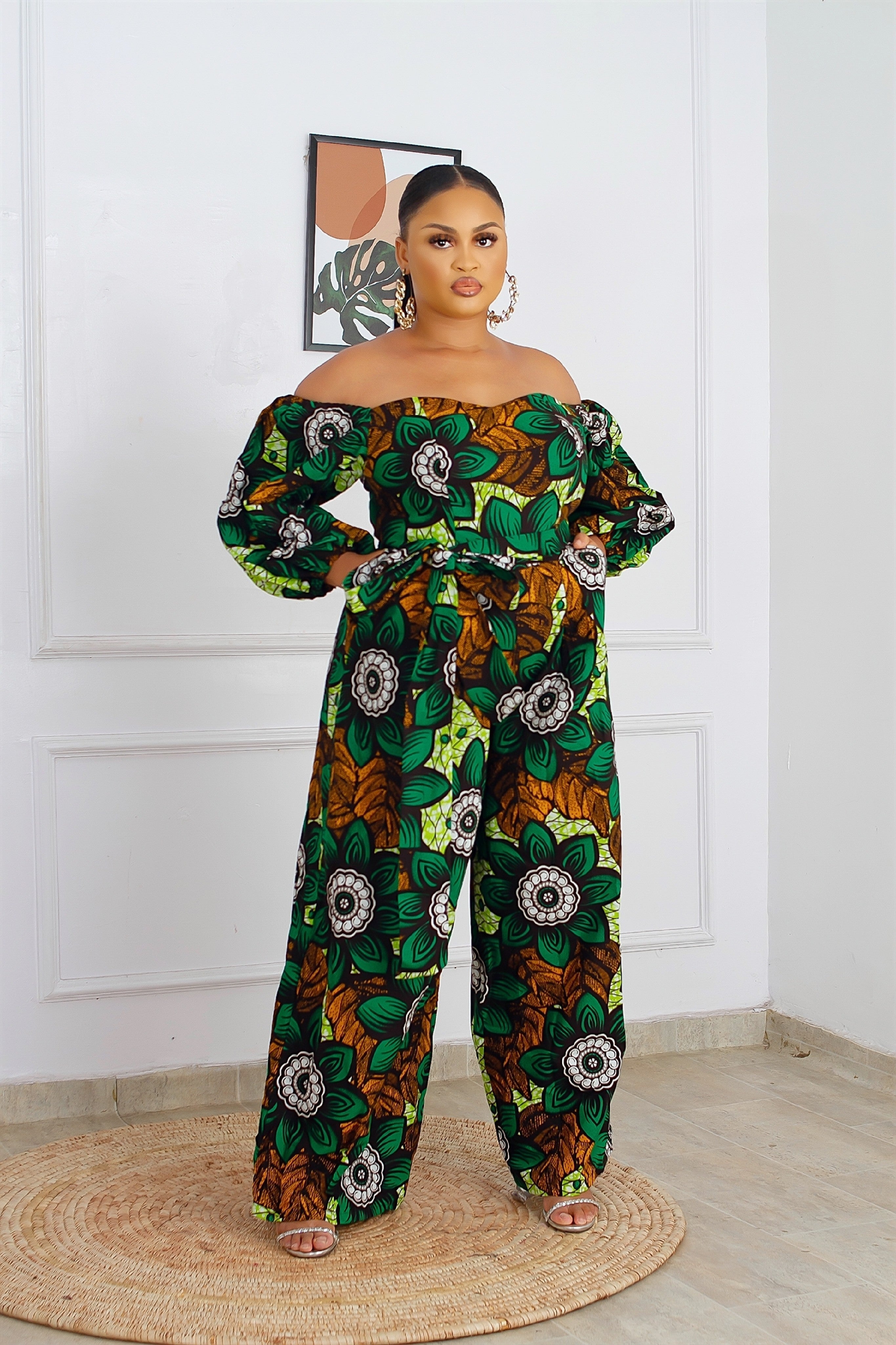 DUNNI AFRICAN PRINT JUMPSUIT (GREEN)