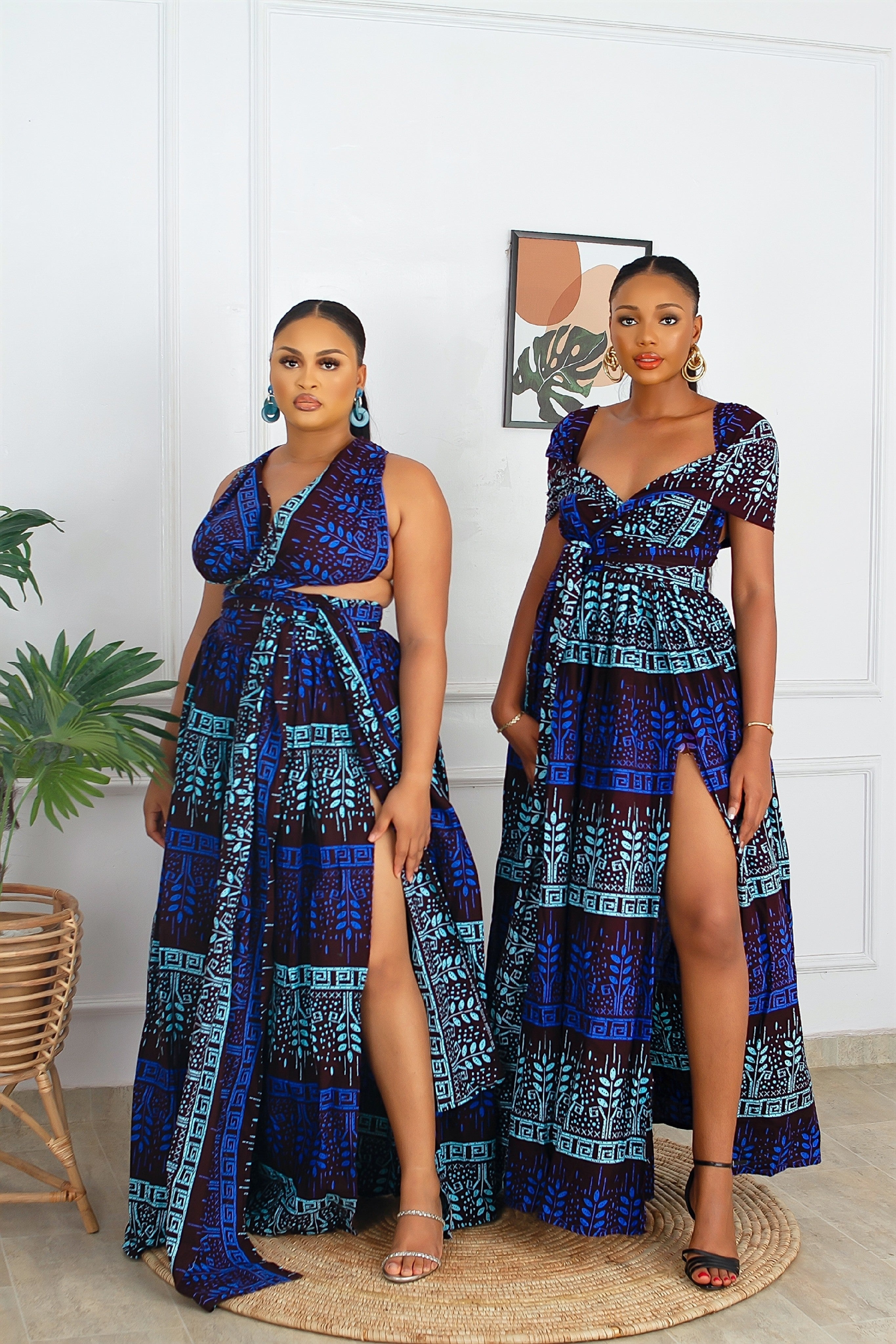 Ese African Print Maxi Infinity Dress (Blue)