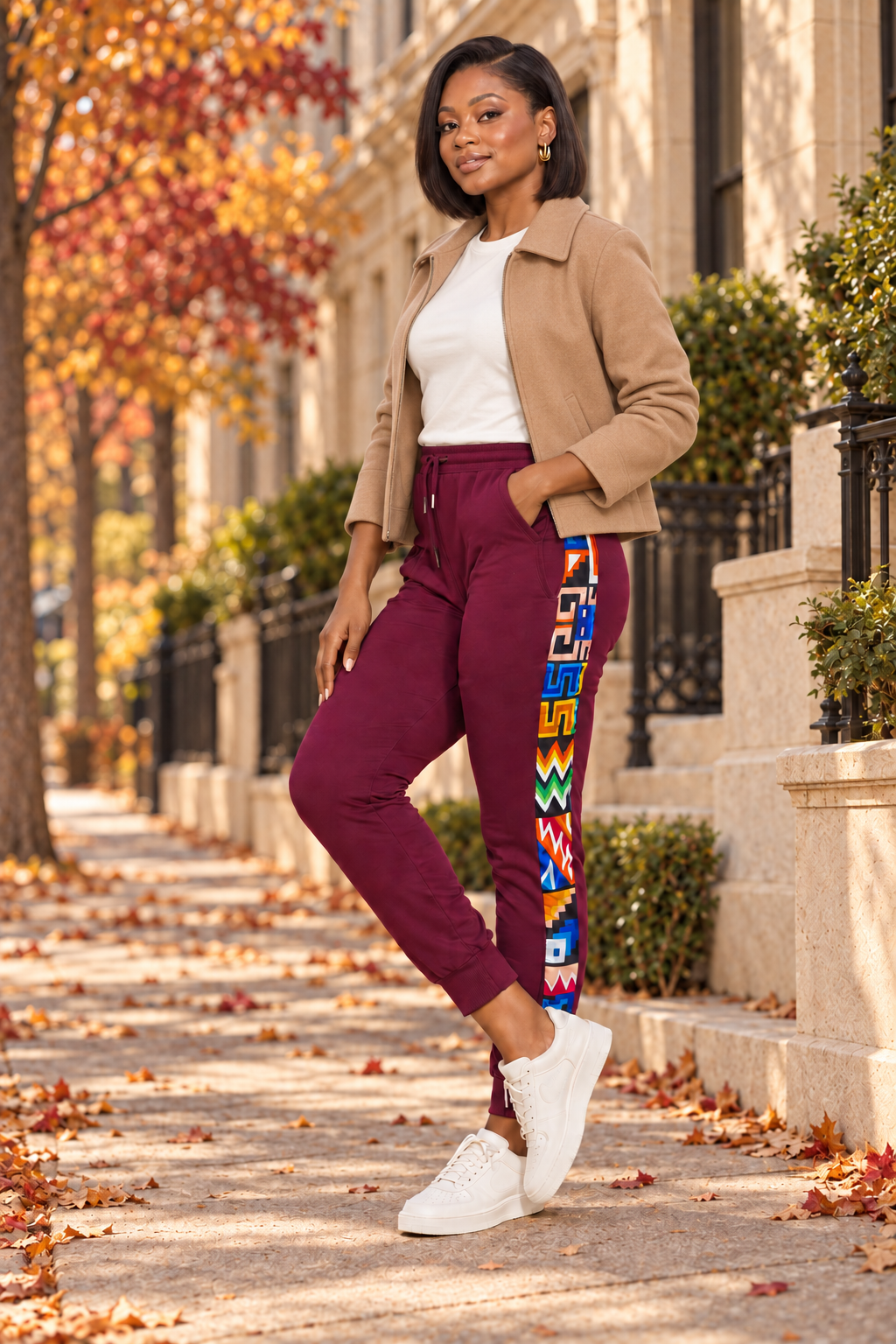 Nala African Print Jogger Set (Wine) NIKI KAY