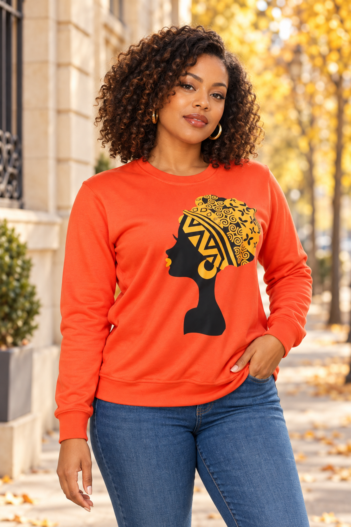 Yara African Queen Sweatshirt (Orange) NIKI KAY