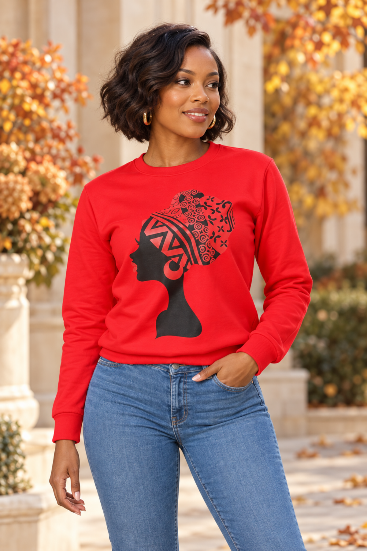 Yara African Queen Sweatshirt (Red) NIKI KAY
