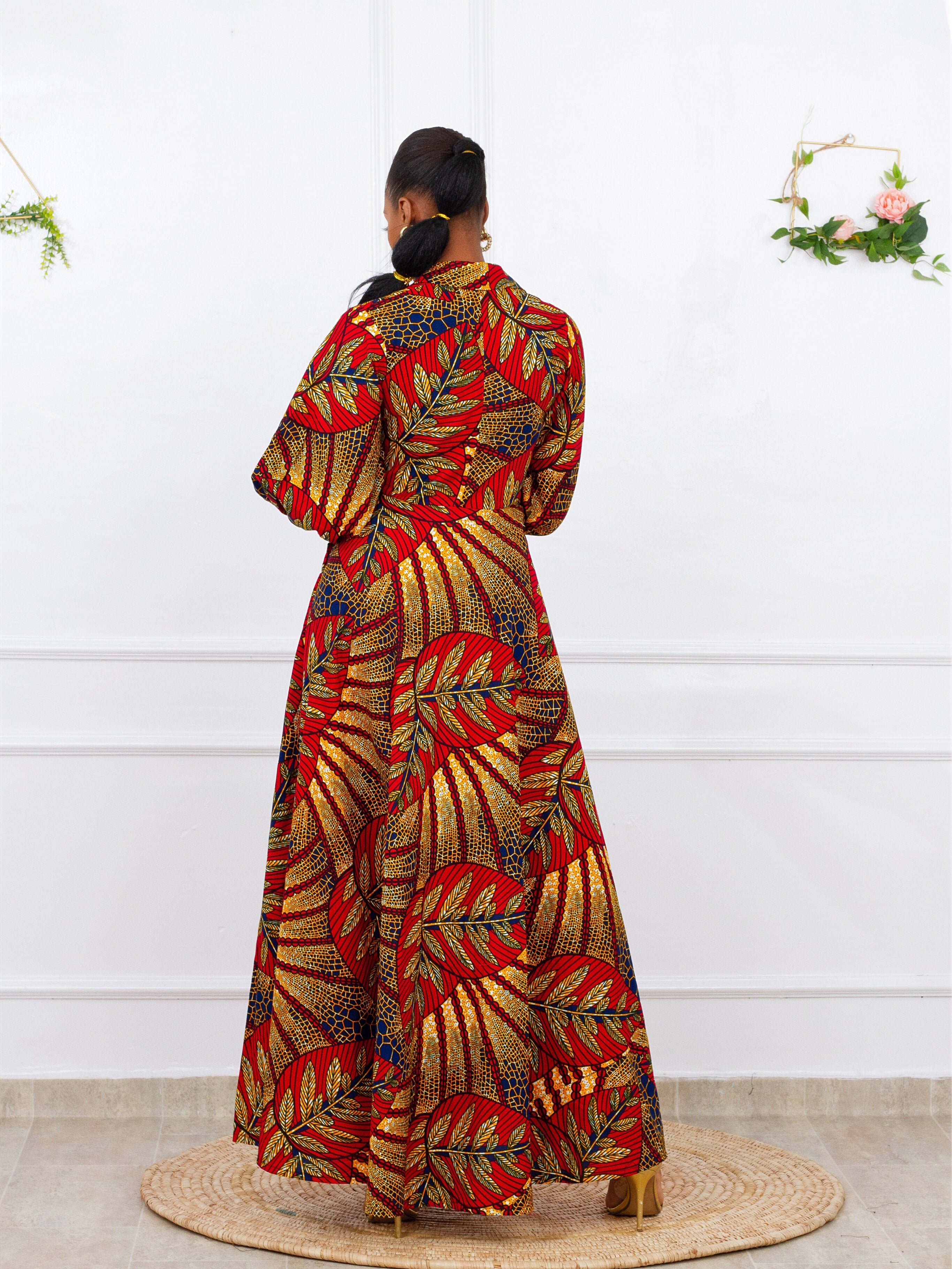 Feyi African Print Dress (Red)