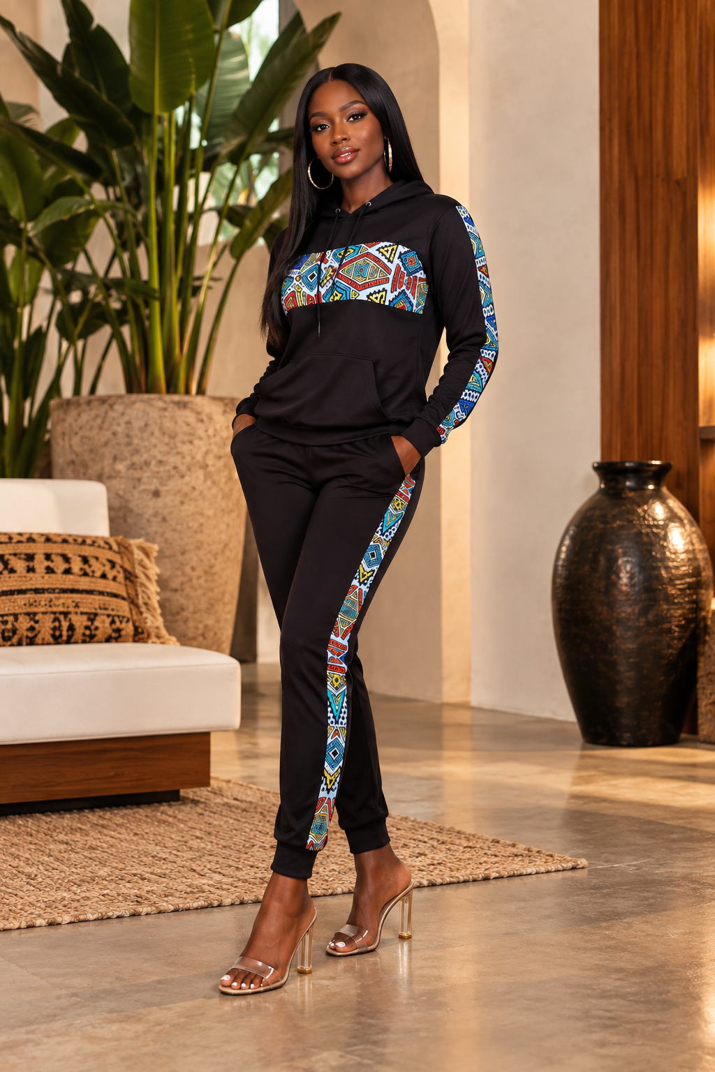 Nala African Print soft Jogger Set (Blue African Print) NIKI KAY