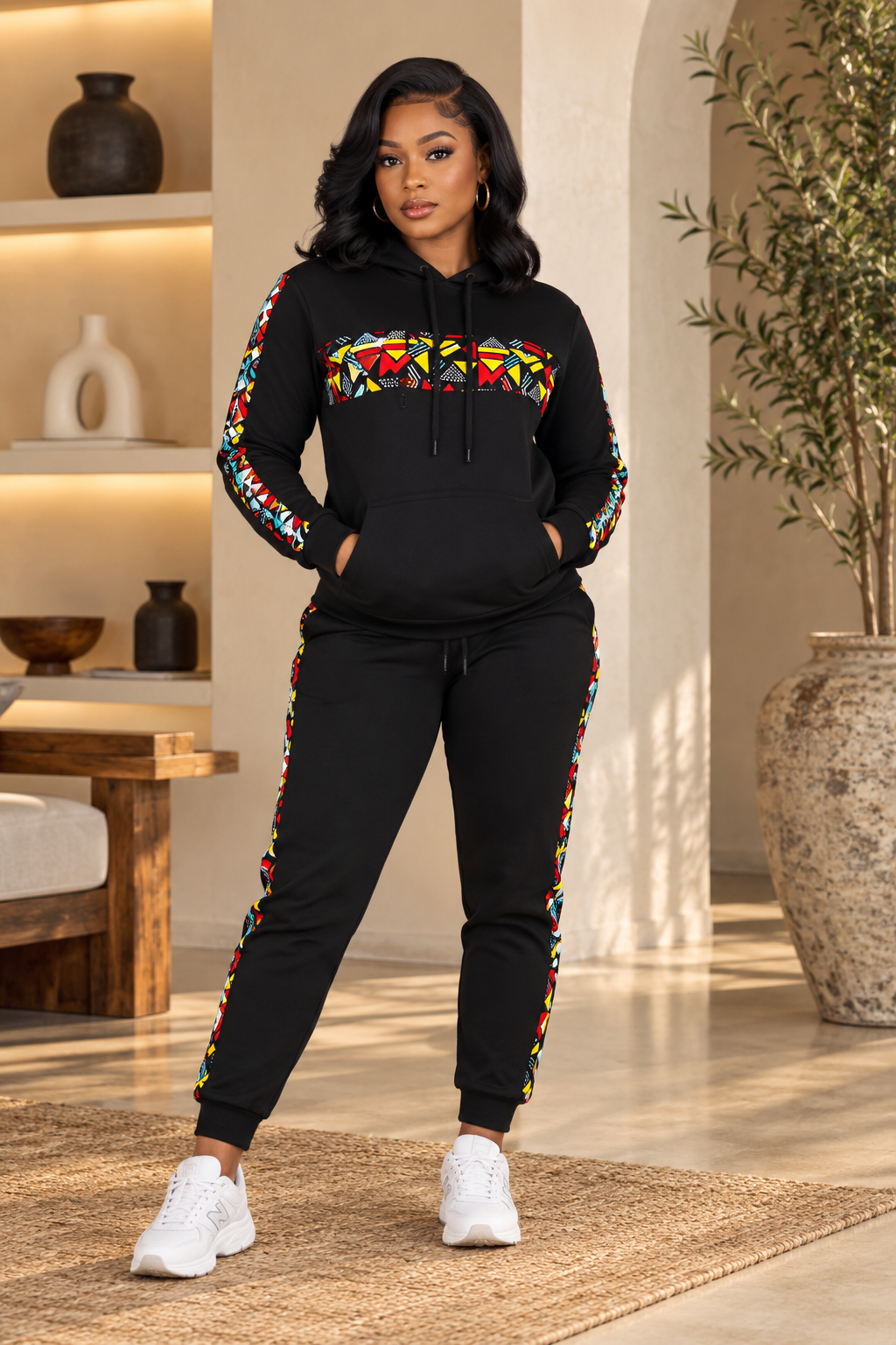 Nala African Print Jogger Set (Black Multi) NIKI KAY