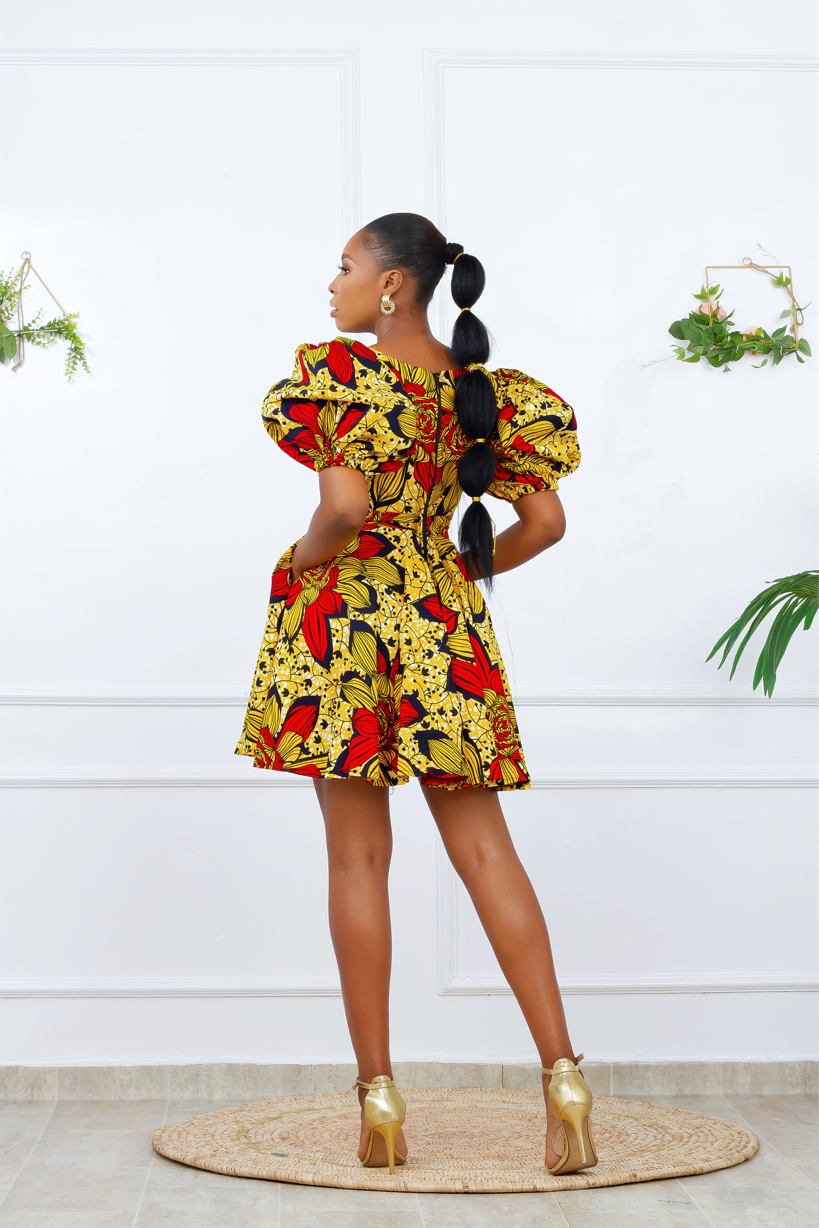 IRE AFRICAN PRINT DRESS (YELLOW)